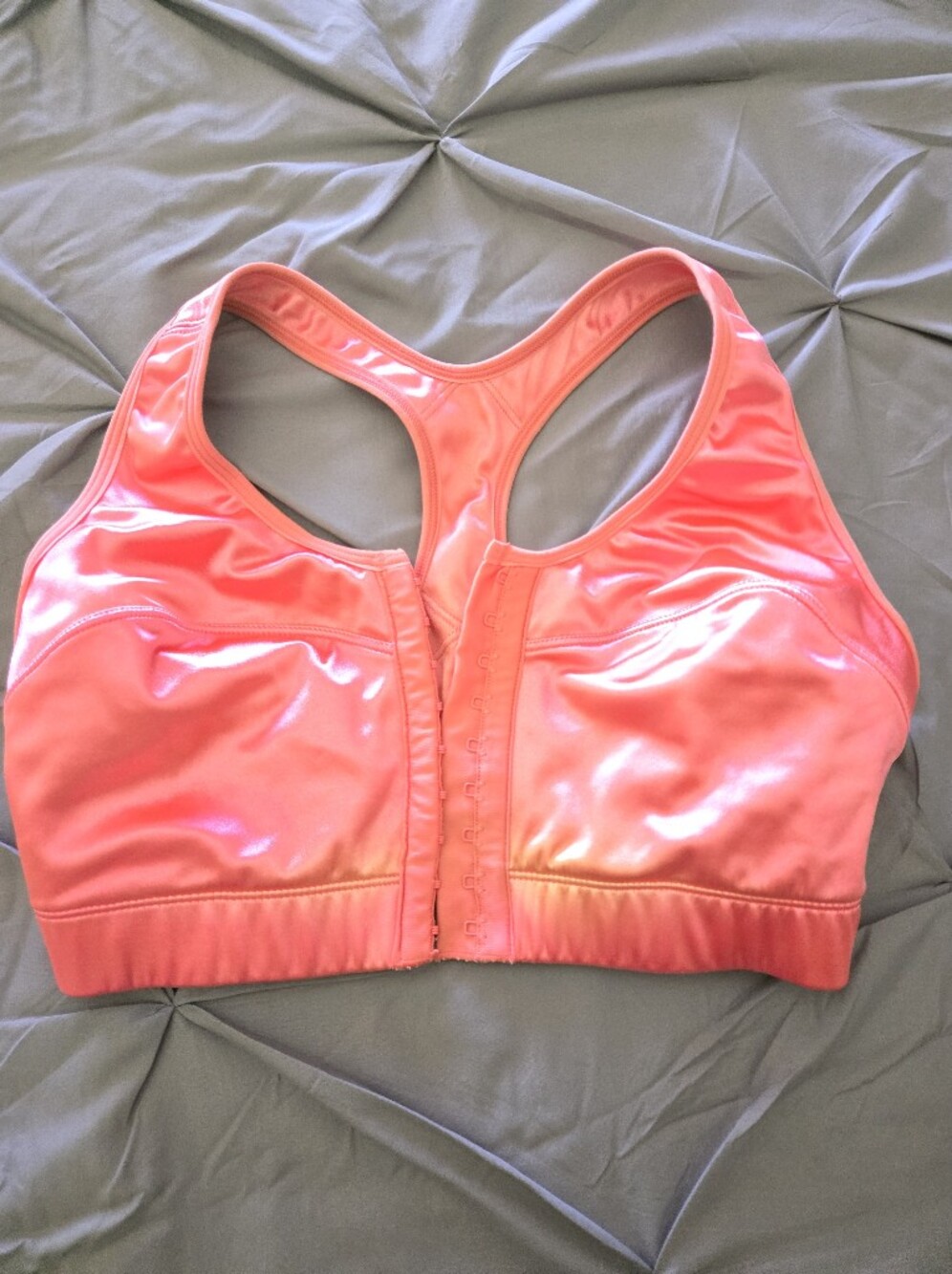 Enell Last Resort Front-Closure/Racerback Coral Sports bra from Title  Top